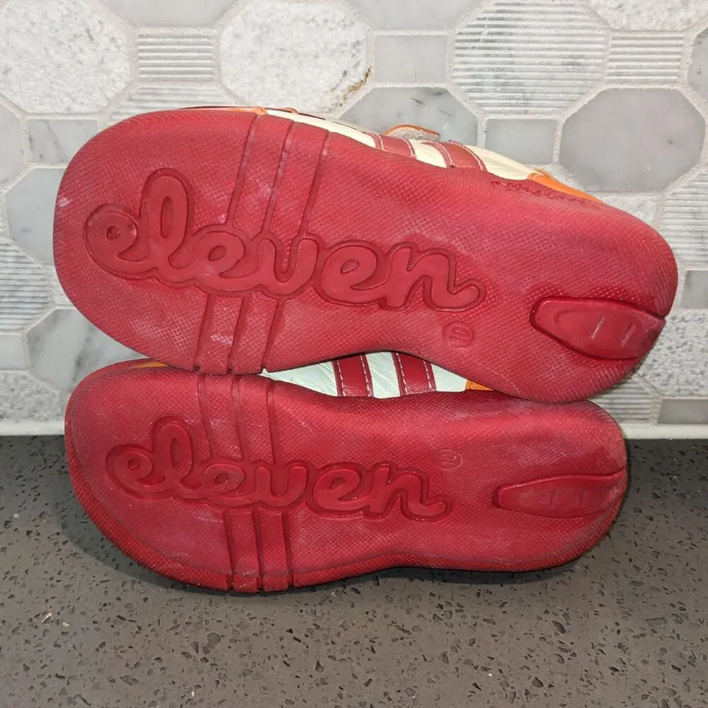 See Kai Run Eleven Kids Leather Sneakers Orange Red Shoes Sz 10